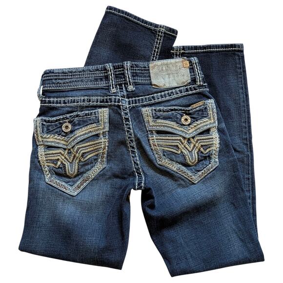 SALVAGE Mid Rise Jeans Mayhem Straight Regular Fit Dark Blue Wash Women's 28x30 - Picture 8 of 8